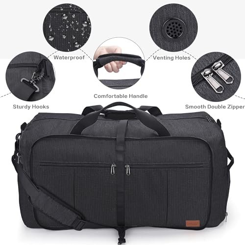 120L Waterproof Foldable Travel Duffel with Shoe Compartment