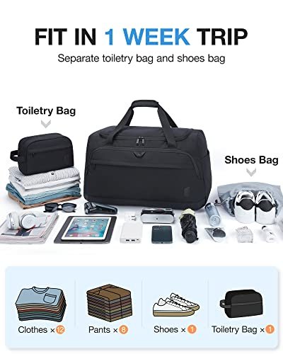 65L BAGSMART Travel Duffel Bag with Toiletry & Shoe Bag