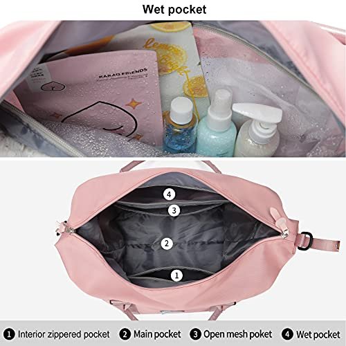 Chic Pink Travel Duffel Bag with Wet Pocket & Toiletry Kit