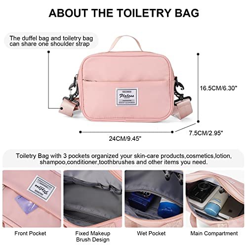 Chic Pink Travel Duffel Bag with Wet Pocket & Toiletry Kit