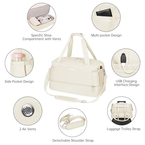 ETRONIK Women's Travel Gym Bag with USB & Shoe Compartment
