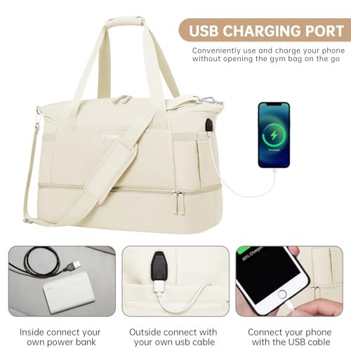 ETRONIK Women's Travel Gym Bag with USB & Shoe Compartment