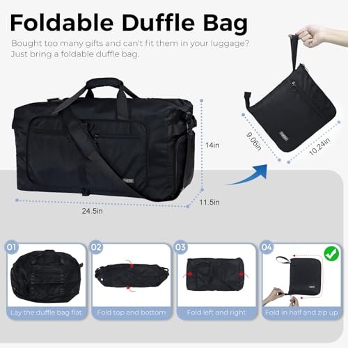 Fmeida 65L Foldable Duffle Bag with Shoe Compartment