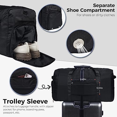 Fmeida 65L Foldable Duffle Bag with Shoe Compartment