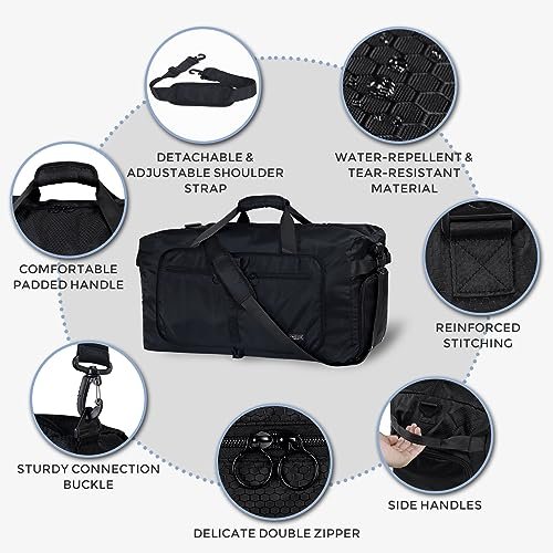 Fmeida 65L Foldable Duffle Bag with Shoe Compartment