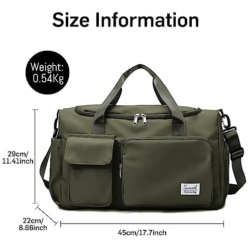 Olive Green Travel Duffel Bag with Shoe Compartment