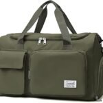 Olive Green Travel Duffel Bag with Shoe Compartment