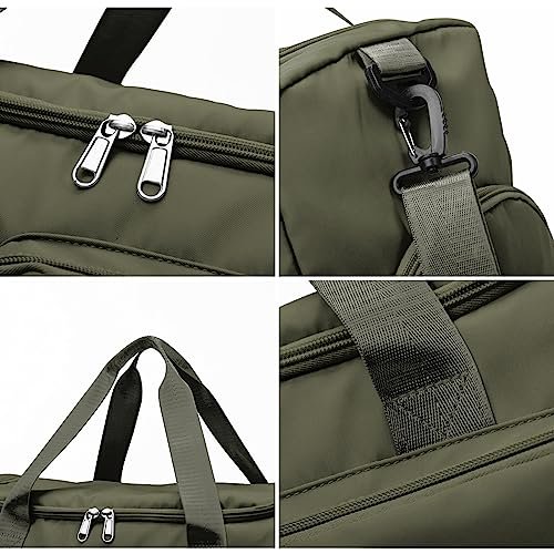 Olive Green Travel Duffel Bag with Shoe Compartment