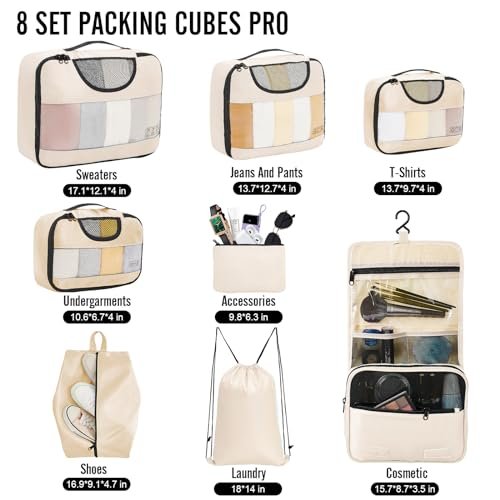 Veken 8-Piece Packing Cubes Set for Effortless Travel