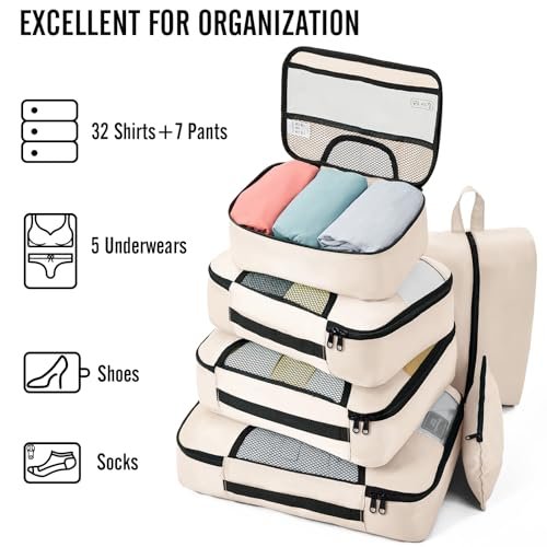 Veken 8-Piece Packing Cubes Set for Effortless Travel