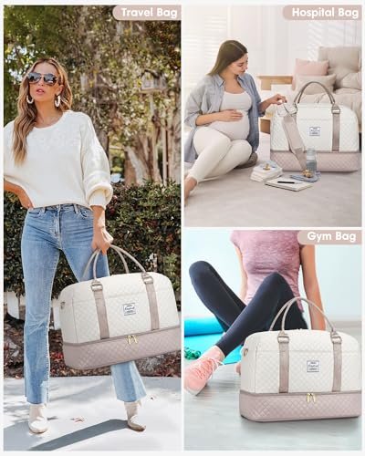 Versatile Women's Travel Duffle Bag with Shoe & Wet Pocket